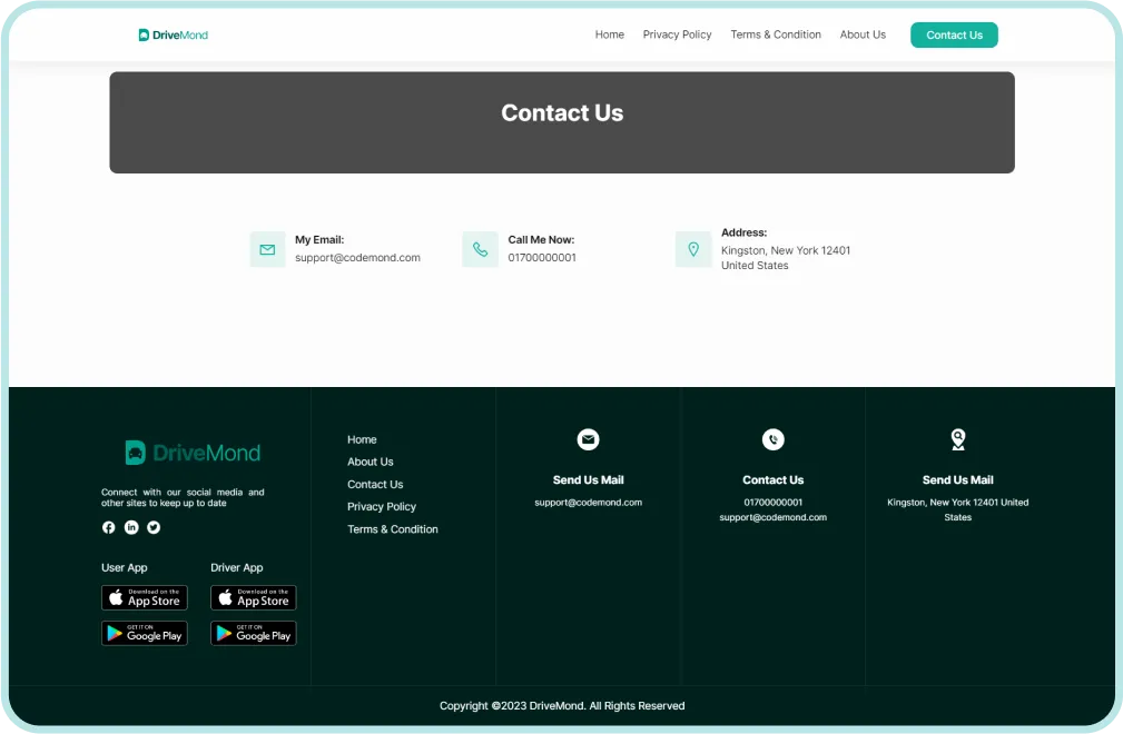 Site do usuário Mobur Página de contato para conectar-se facilmente