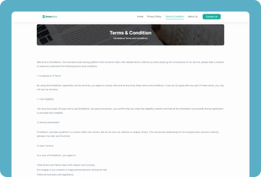 Termos e Condições do site Mobur Business Design da página