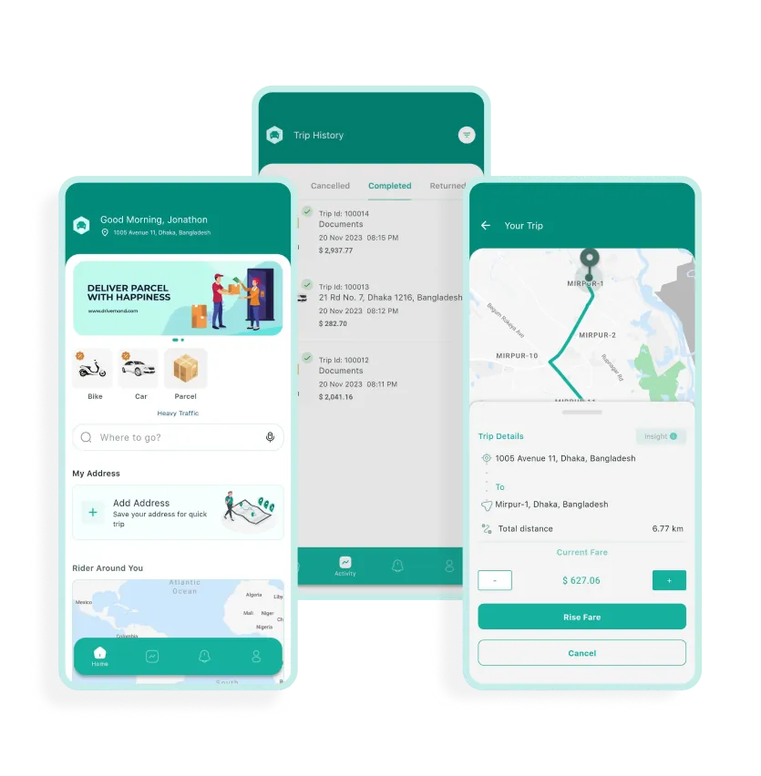 Aplicativo de usuário Ride Hailing