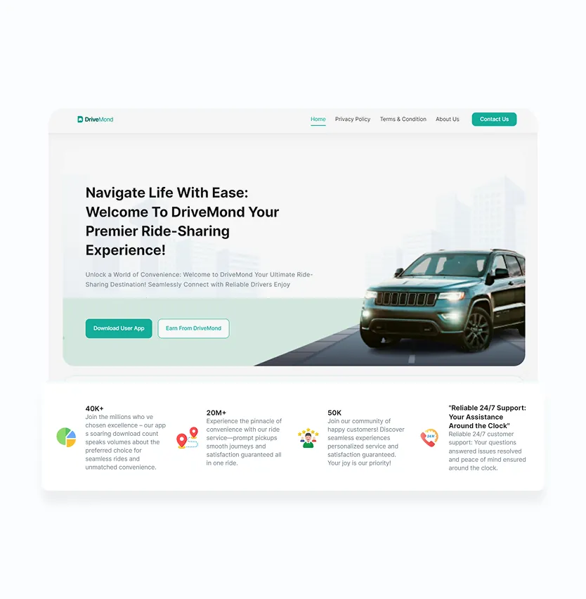 Site comercial da solução de software clone Cabify