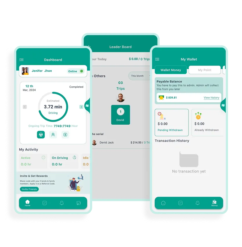 Software de gerenciamento de viagem programada - Aplicativo do motorista